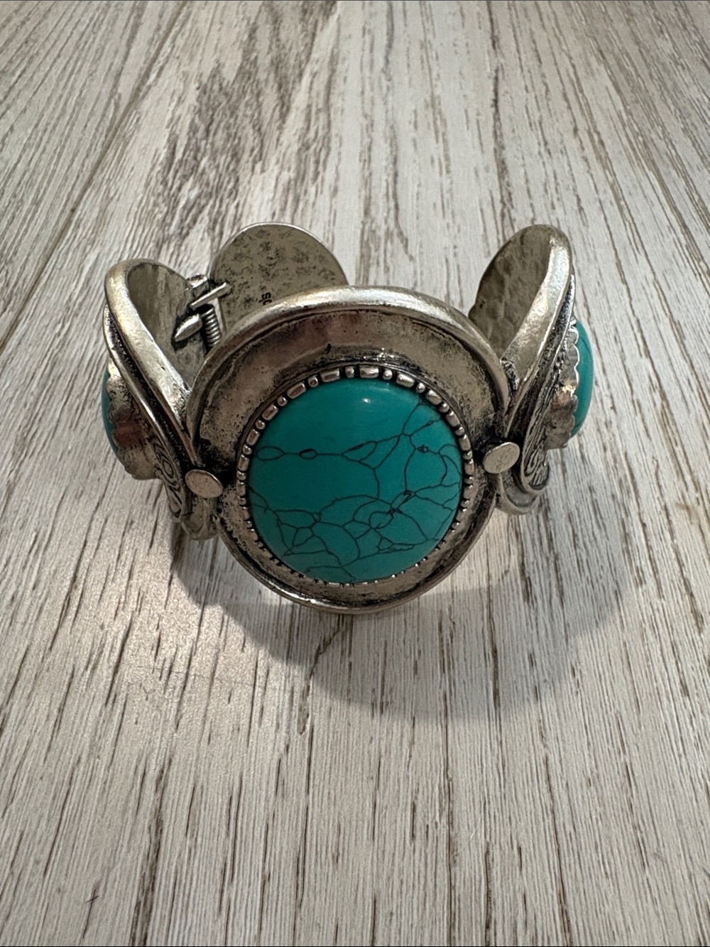 Chico's Silver-Tone Cuff Bracelet with Turquoise Stones